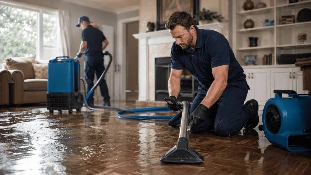 Emergency water damage restoration team responding to flooded property in Clarksville TN