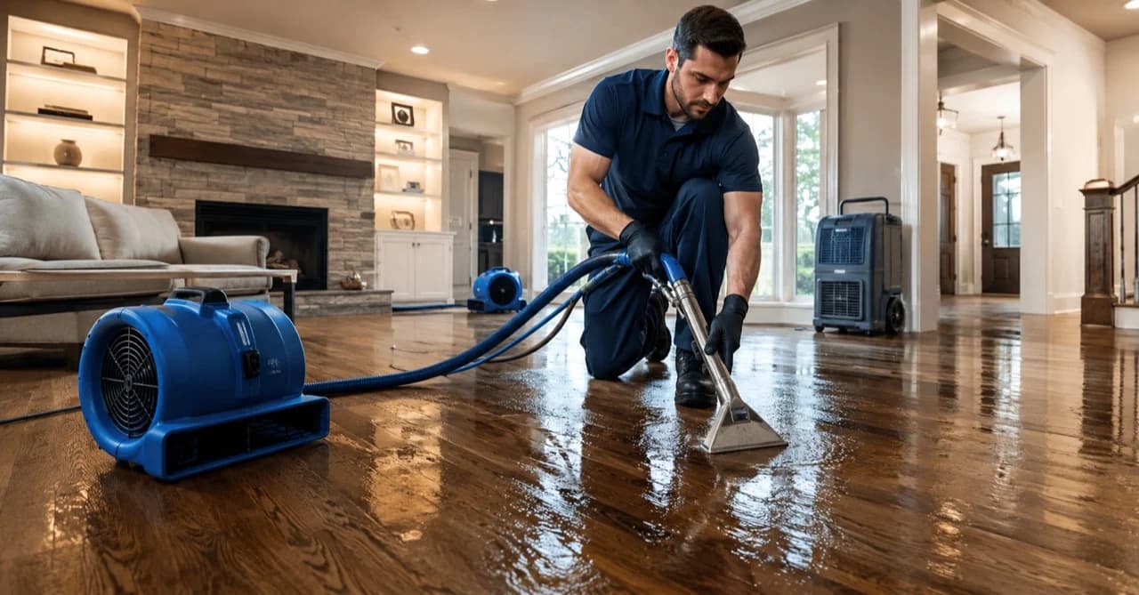 Professional flood cleanup and water extraction equipment in Clarksville TN home
